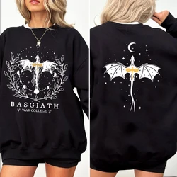 Bluza z kapturem w stylu Vintage z czwartym skrzydłem Basgiath War College Dark Academia Dragon Rider bluza z okrągłym wycięciem odzież damska