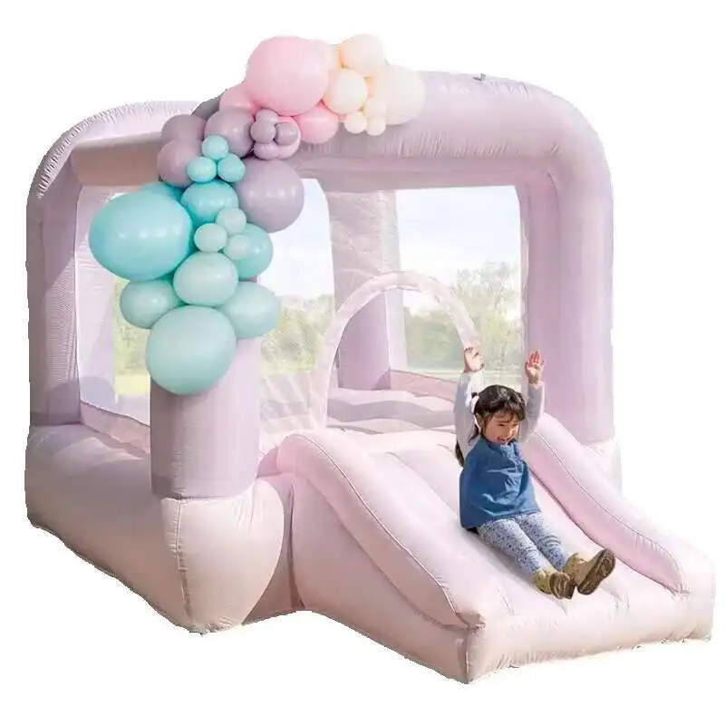 

Bounce Pink House Blower Iatable Bouncer Castle With Slide For Kids Toddler Birthday Gift Indoor Outdoor Parties Jump