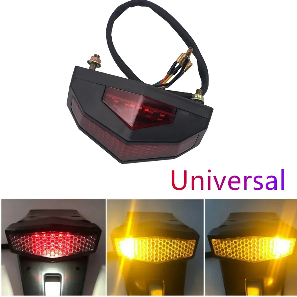 

Universal Motorcycle Rear Light 12V LED Taillight Red Amber LED Lamp Running License Plate Lamp Stop Signal Brake Light Parts