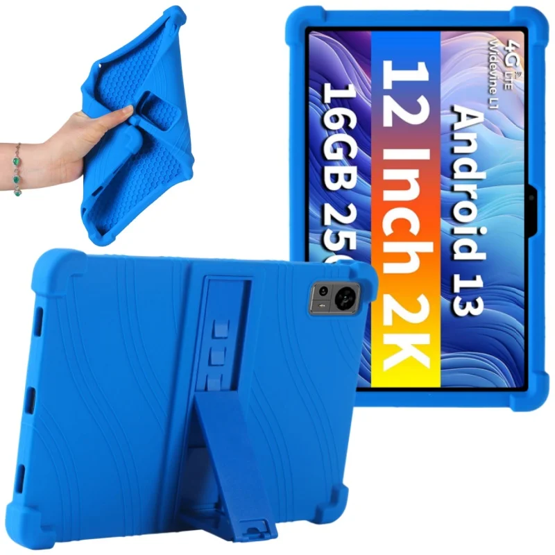 

Kids Safety Soft Silicon Cover for Teclast T60 2023 Case 12" Tablet PC Kickstand Funda with 4 Shockproof Airbags