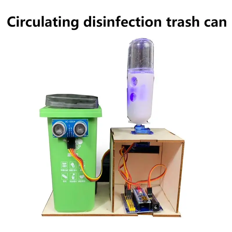 

SG90 Recycling Disinfection Trash Can Robot Ultrasonic Handmade Trash Can for Arduino Robot DIY Kit NANO Programmable Robot Kit