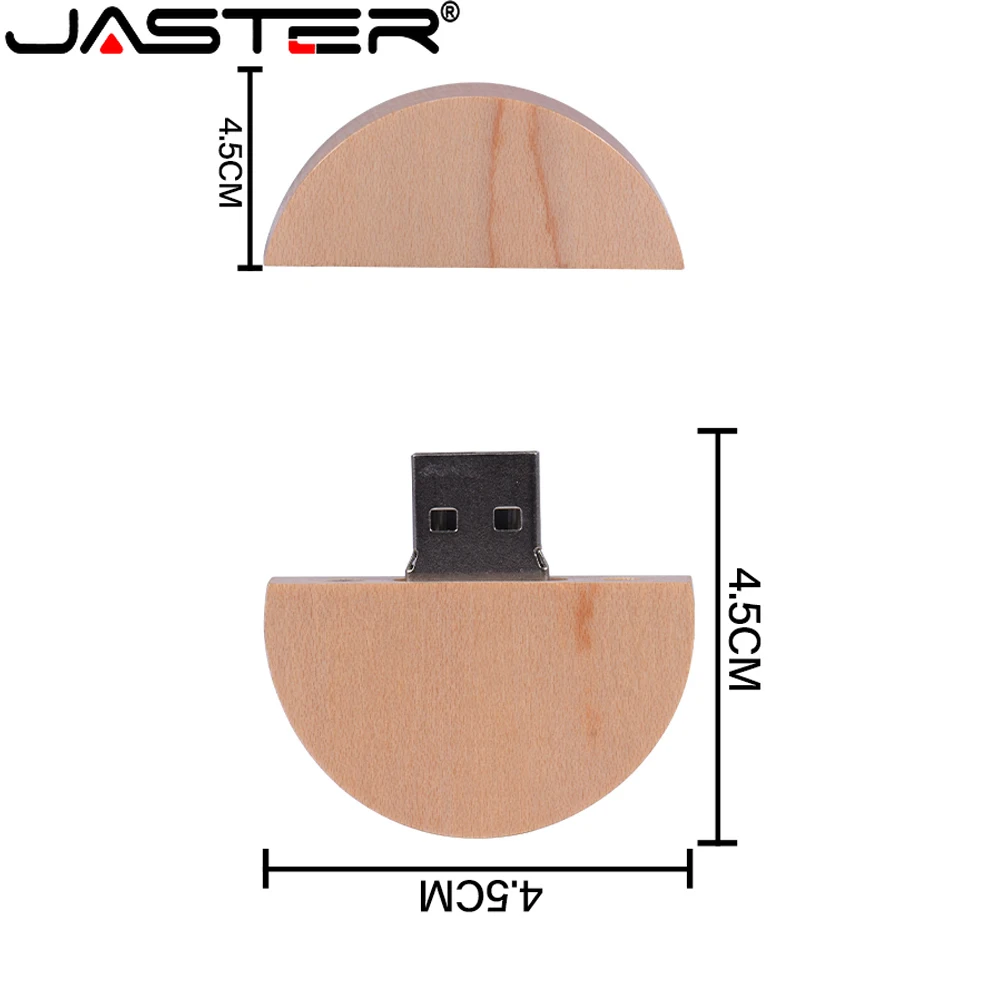 JASTER-Clé USB ronde en bois, clé gratuite, clé USB, capacité réelle de 64 Go, 32 Go, 16 Go, 128 Go, cadeau créatif, 100%