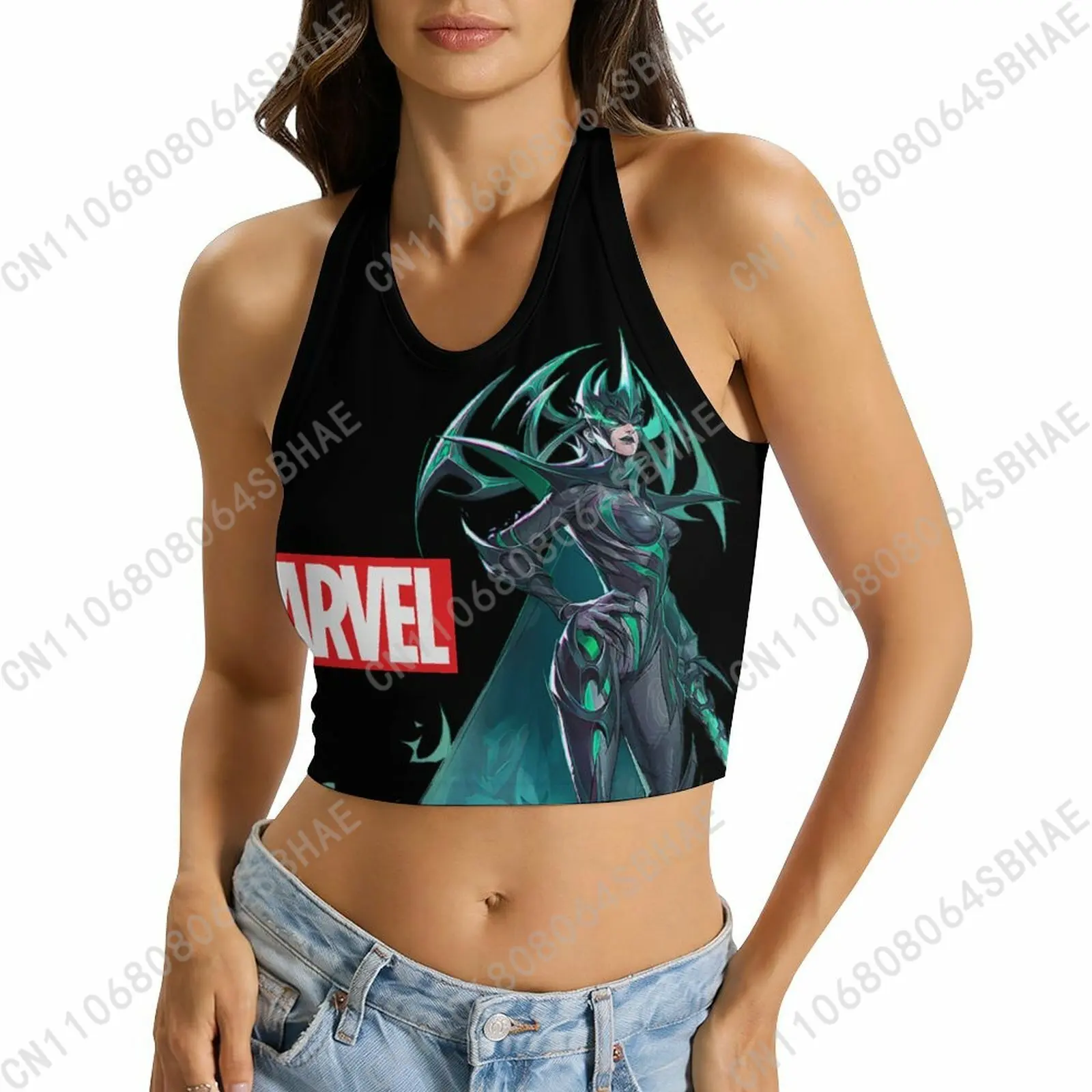 

Marvel Hela Custom Photo Women's Halter Top Personalized Picture Tie Back Cami Upload Your Gift Wife Girlfriend Cosplay