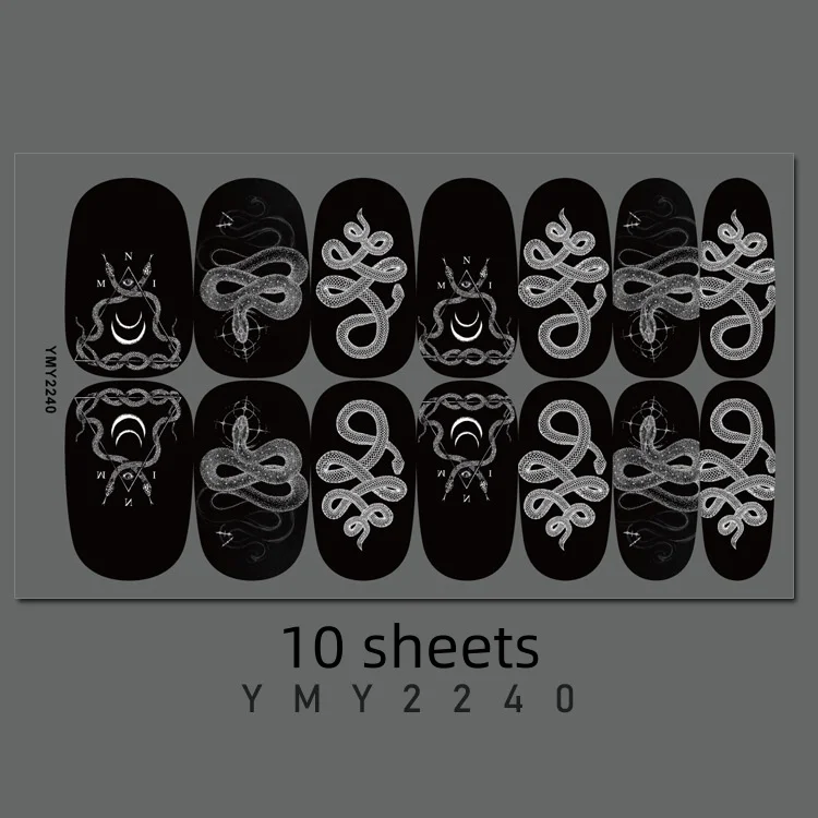 10sheets/pack Snake Pattern Nail Stickers Perfect Design Peelable Lasting High Quality Polychromatic Manicure Easy To Use