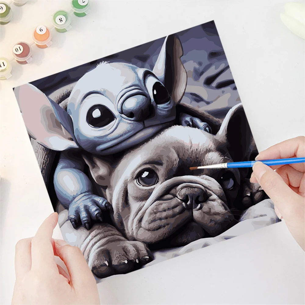 Disney Lilo And Stitch Paint By Number Adult Kit Cartoon Drawing On Canvas Painting By Numbers Dog Home Decor Christmas Gift