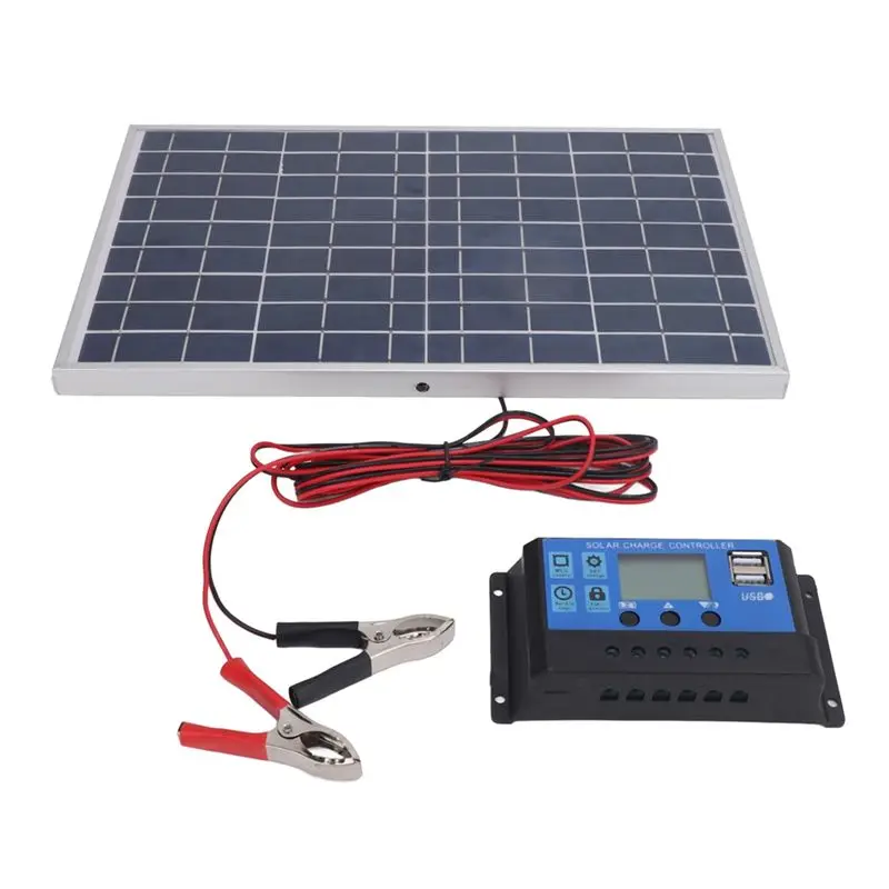 ~Latest Model Portable Solar Panel 10W 12V IP65 Waterproof Polycrystalline With 30A Solar Charge Controller Combo For Outdoor Ap