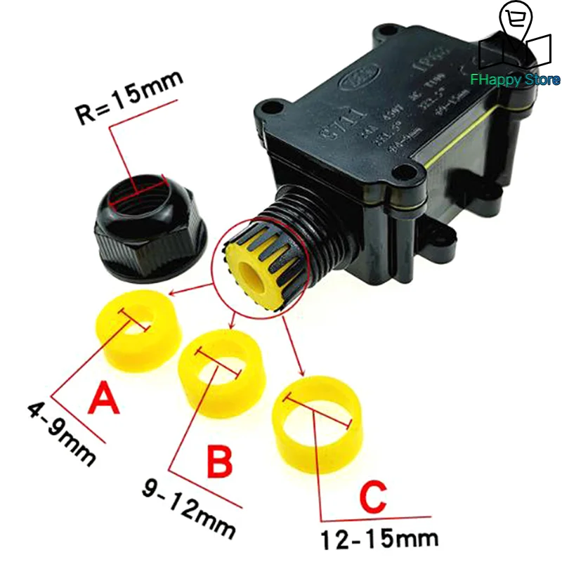 2 Way Waterproof Electrical Junction Box For Outdoor Lighting Cable IP68