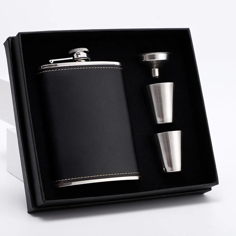 

8oz 304Stainless Steel Hip Flask Black Whisky Wine Pot Alcohol Drinking Pocket Drinker Drinkware for Travel Camping Vodka Bottle