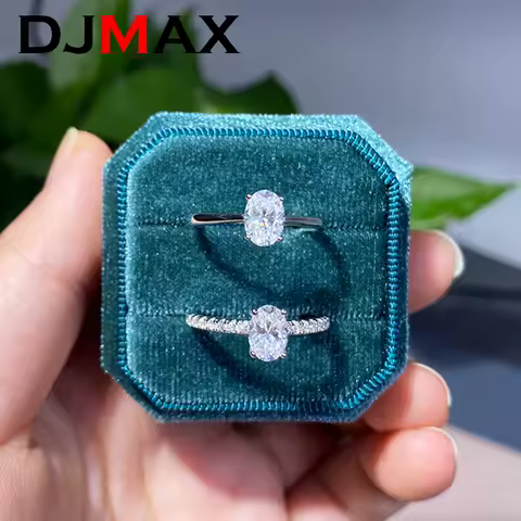 DJMAX 1-3Carat Oval Cut D Color Moissanite Ring for Woman 18K White Gold Plated 925 Sterling Silver Engagement Wedding Ring 2024
