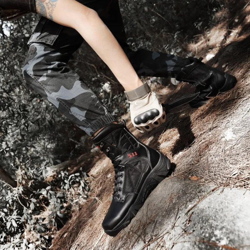 Men's High-top Boots Military Tactical Boots Outdoor Non Slip Hiking Boot Lace Up Desert Combat Boot Men Tactical Training Boots view 5