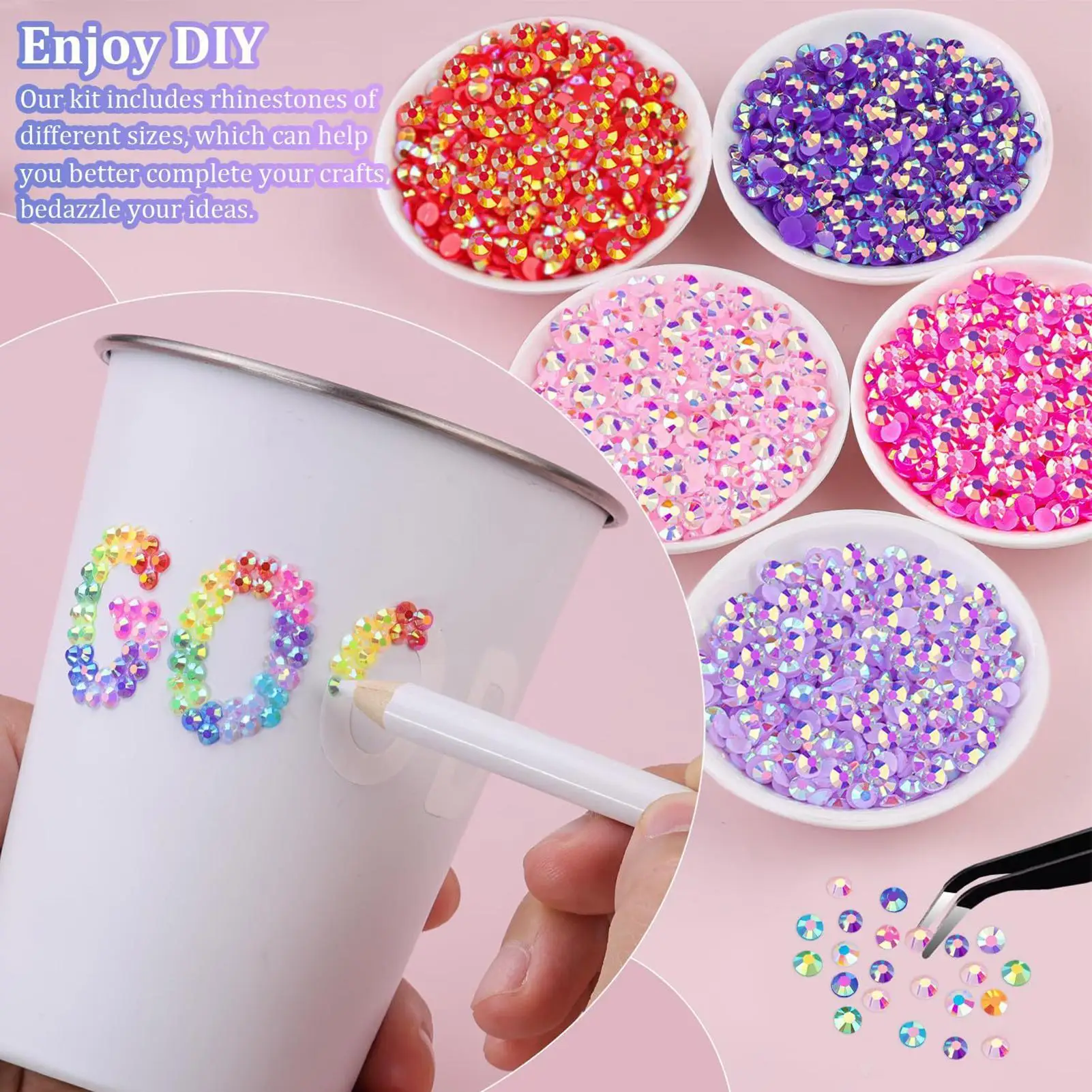 

Resin Jelly Rhinestones - 32000pcs Mixed-Color Non Hotfix Flatback Gems with Pick Pen Tweezer for Crafting - DIY Crafts NAIR ART