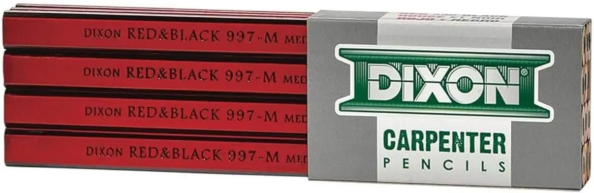 

Flat Carpenter's Pencil, Red with Black Stripe, Medium, Dozen