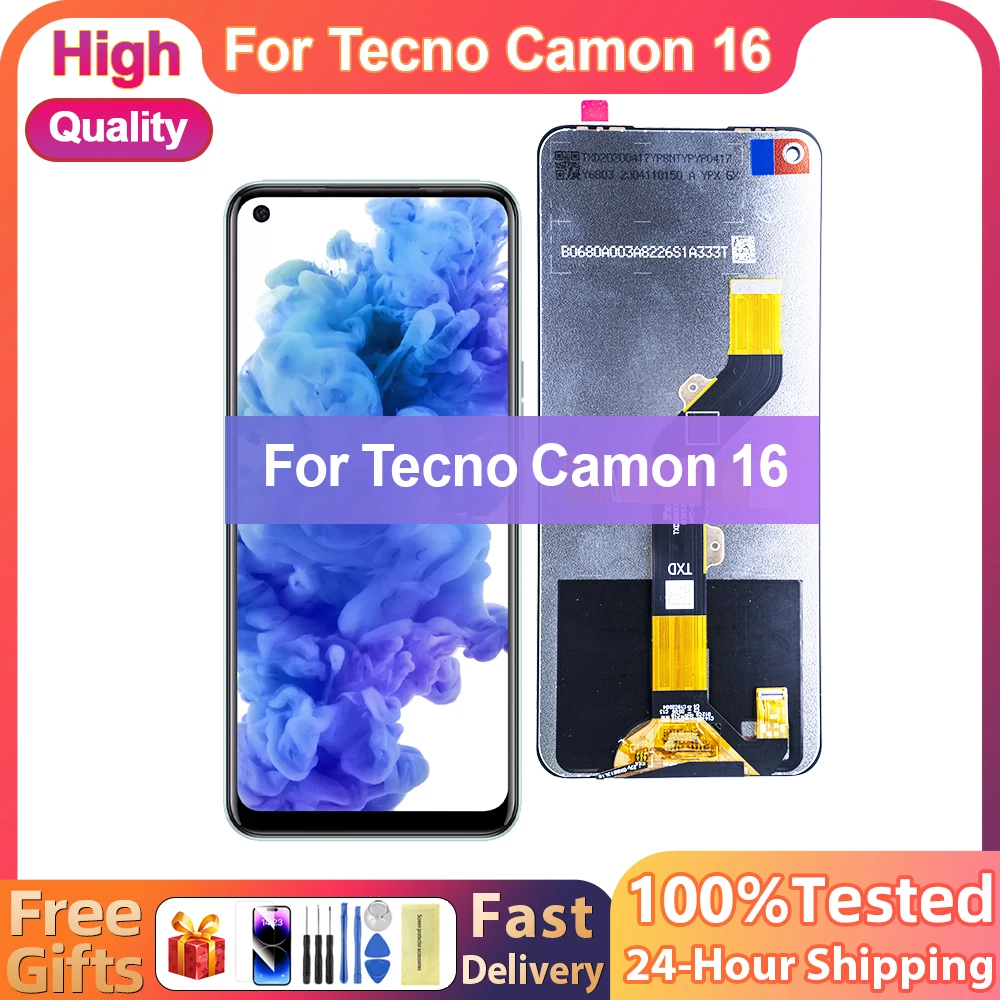 

100% протестированный ЖК-дисплей для Tecno Camon 16 CE7 CE7j CE9h, дигитайзер сенсорного экрана в сборе для Camon16 CE7, ЖК-экран