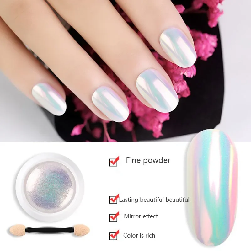 Super Fine Chameleon Neon Shell Powder Nail Glitter Mirror Iridescent Nail Glitters Chrome Nail Art Pigment Powder