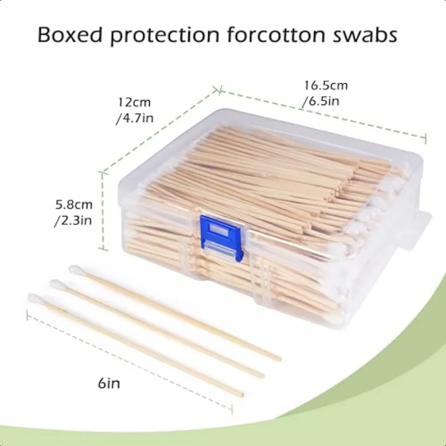 Coton-tige de 6 pouces de Long avec manche en bois, 400 pièces, pointes Q longues très absorbantes pour le maquillage et les soins des animaux de compagnie, nettoyage des pistolets non pelucheux S