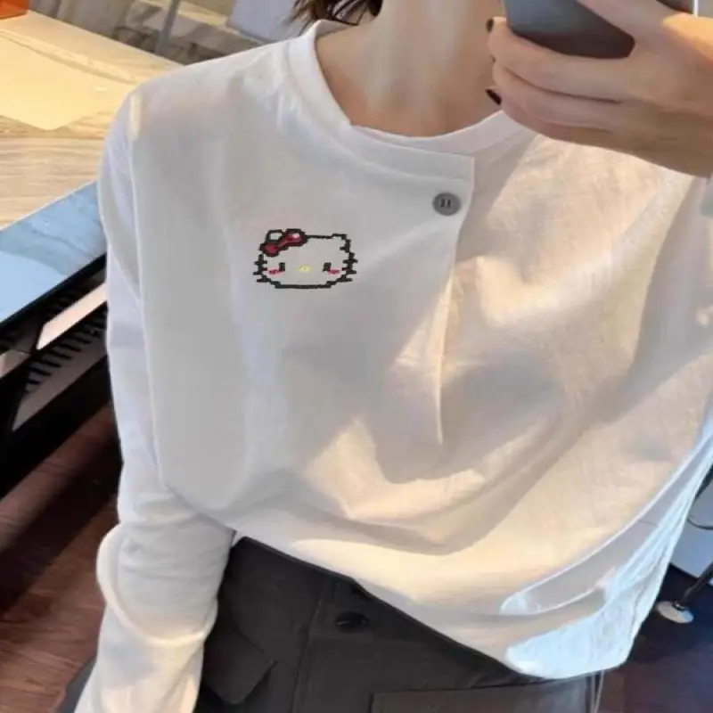 

Sanrio Cartoon Pullover Hello Kitty Long Sweet Style Pullover Korean Style Girl Printing Loose Spring and Autumn Style Pullover