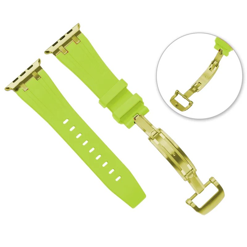 Sport Rubber Band for Apple Watch Ultra 2 49mm 45mm 44mm 42mm Soft Strap Fold Buckle IWatch Series 9 8 7 6 5 SE Correa Bracelet