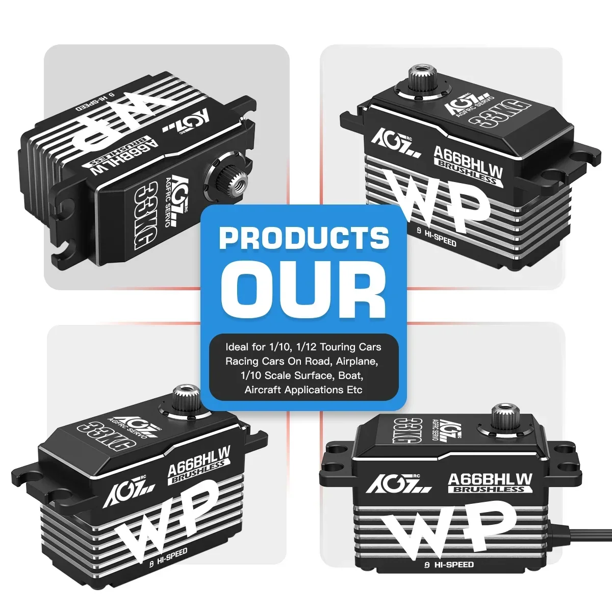 AGFRC Servo impermeable A66BHLW 33KG engranajes de Metal de alto par Servo sin escobillas de perfil bajo para coche 1/10 RC actualización de montaje DIY