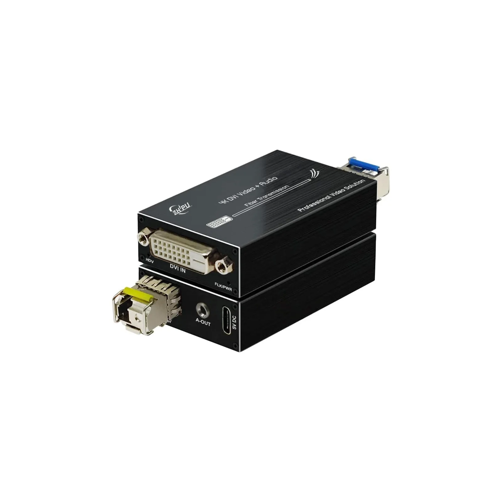 

Mini 4K DVI Fiber Extender,UHD DVI to Fiber Convert Optical Transceiver with External Stereo Audio/RS232,Single-mode 20km