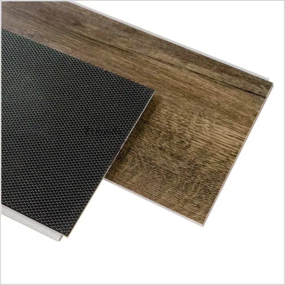 Versión personalizada Parquet interior Textura de madera Suelo de vinilo SPC Tableros de vinilo marrón