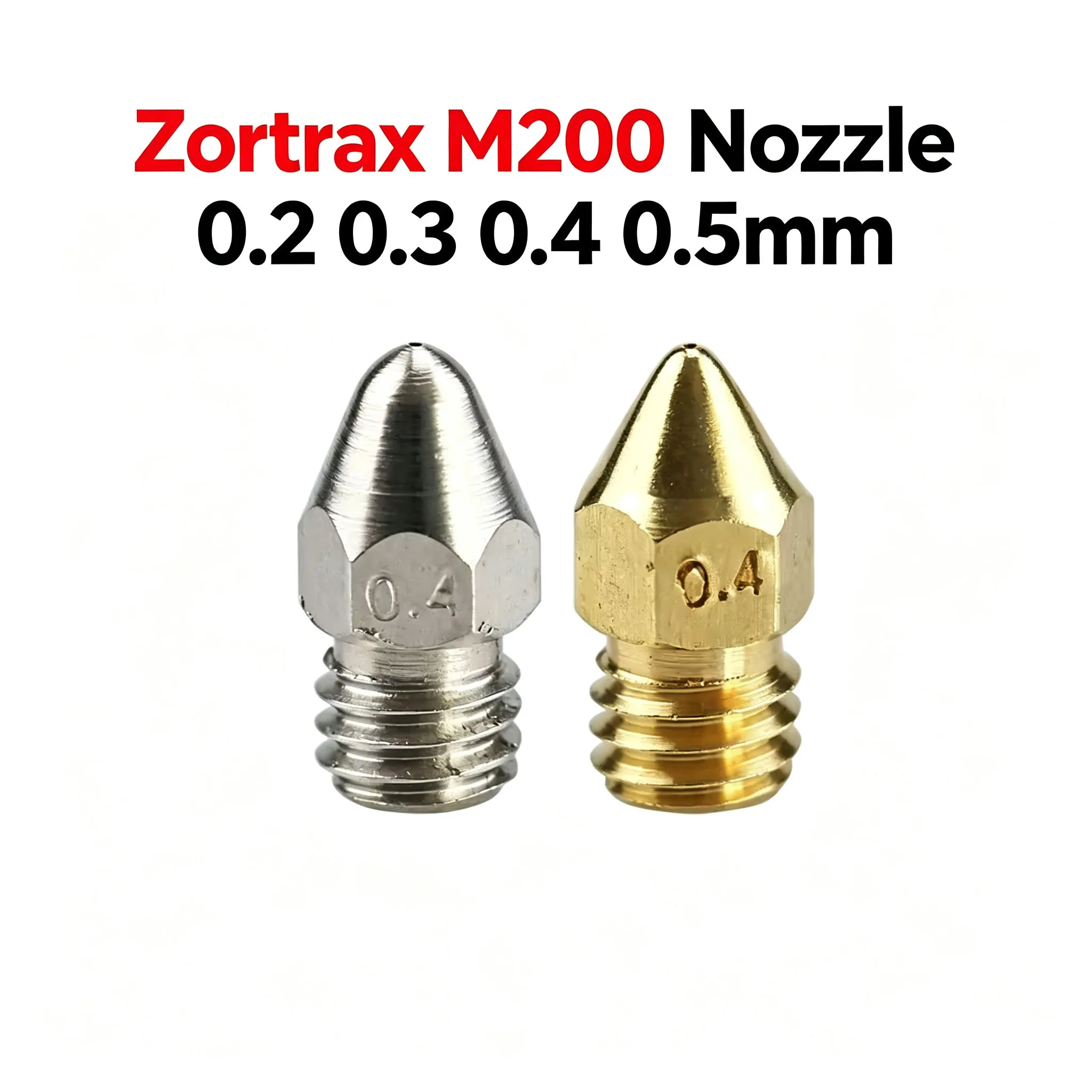 1pc Zortrax M200 Nozzle 0.2 0.3 0.4 0.5mm Brass Stainless Steel Bore 3.5mm M6 Thread 3D Printer Parts