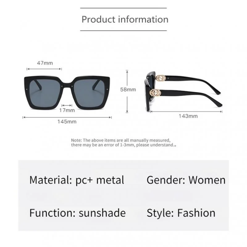 OCYCO Fashion Square Large Frame Sunglasses Women European And American Fashion UV Resistant Glasses Party image 3