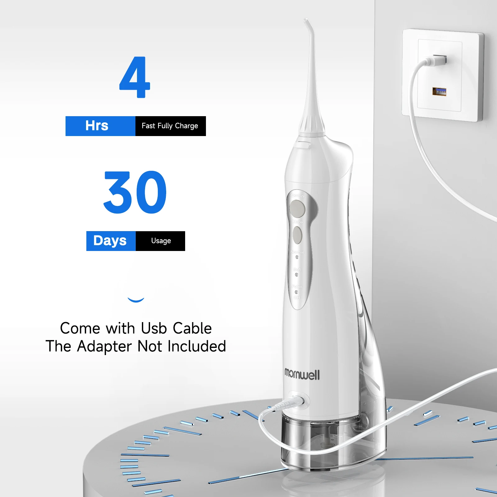 Portátil sem fio de água dental Flosser, dentes mais limpos, escolhas orais impermeáveis, 4 jatos, 3 modos, IPX7, D52