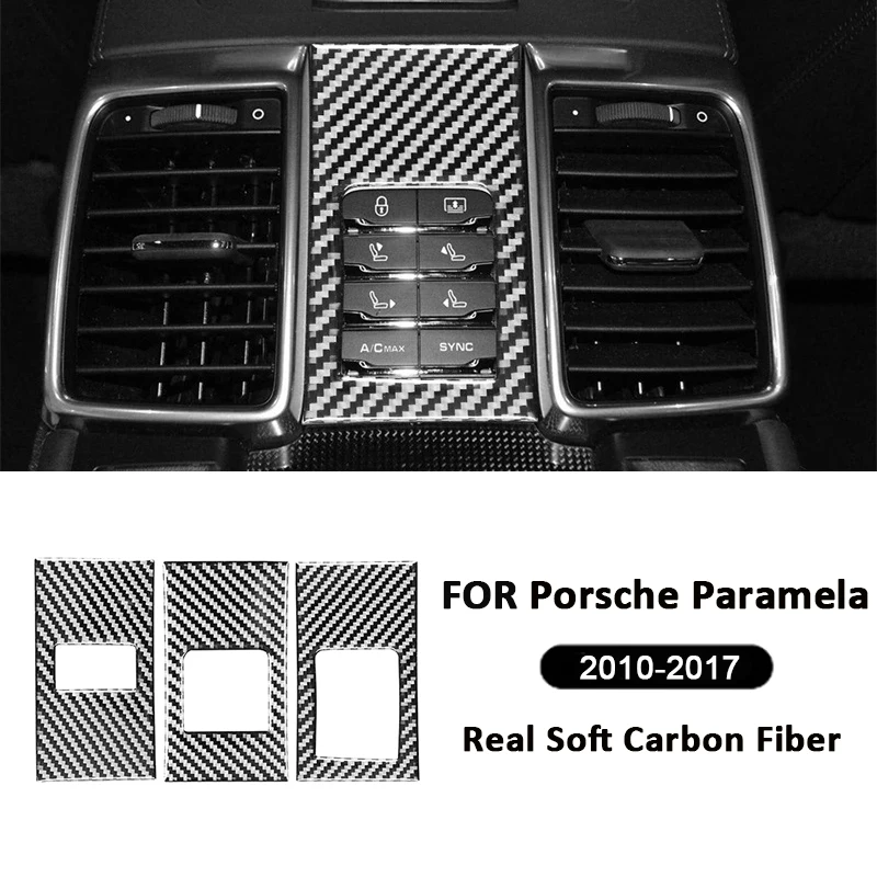 

For Porsche Paramela 2010-2017 Carbon Fiber Car Rear Seat Adjusting Buttons Panel Frame Interior Decoration Sticker Accessories