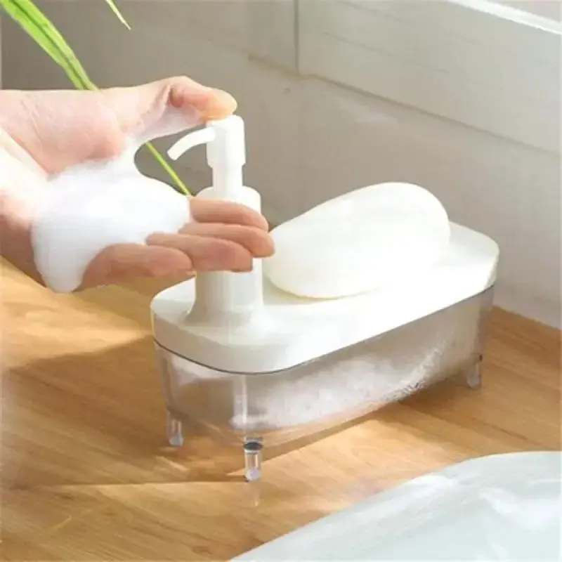 2 In1 Dispenser And Soap Storage Box Multi-function Liquid Container Drainboard Soap Holder Rack Soap Dispenser Kitchen