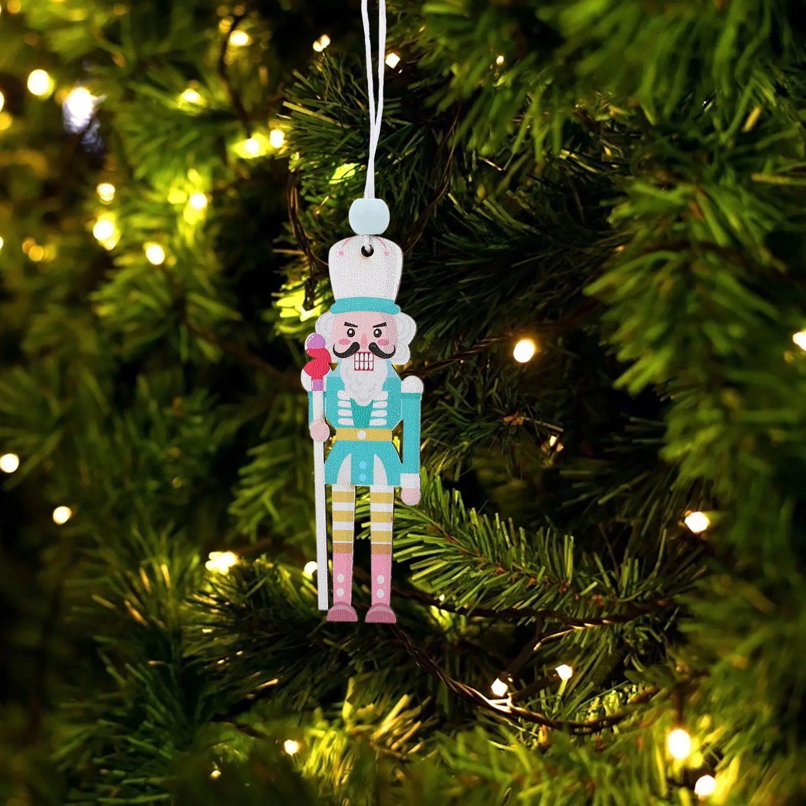 

8Pcs Xmas Wooden Nutcracker Hanging Ornaments Classic Bright Color Christmas Tree Holiday Decorations Xmas Hanging Nutcracker