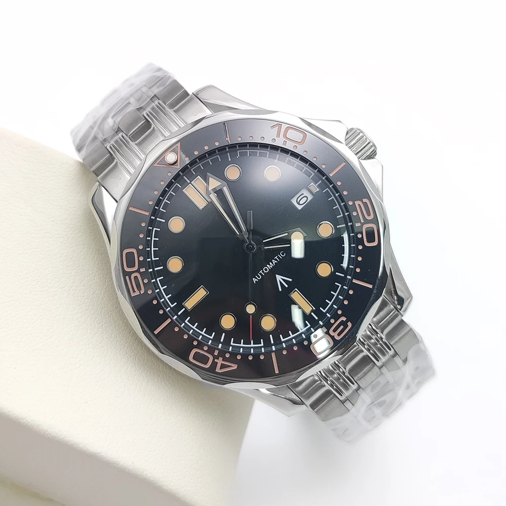 

2026 New Parnsrpe NH35 Automatic Watch for Men Retro Dive Black Dial Orange Luminous Waterproof Date Display Casual Business Wri