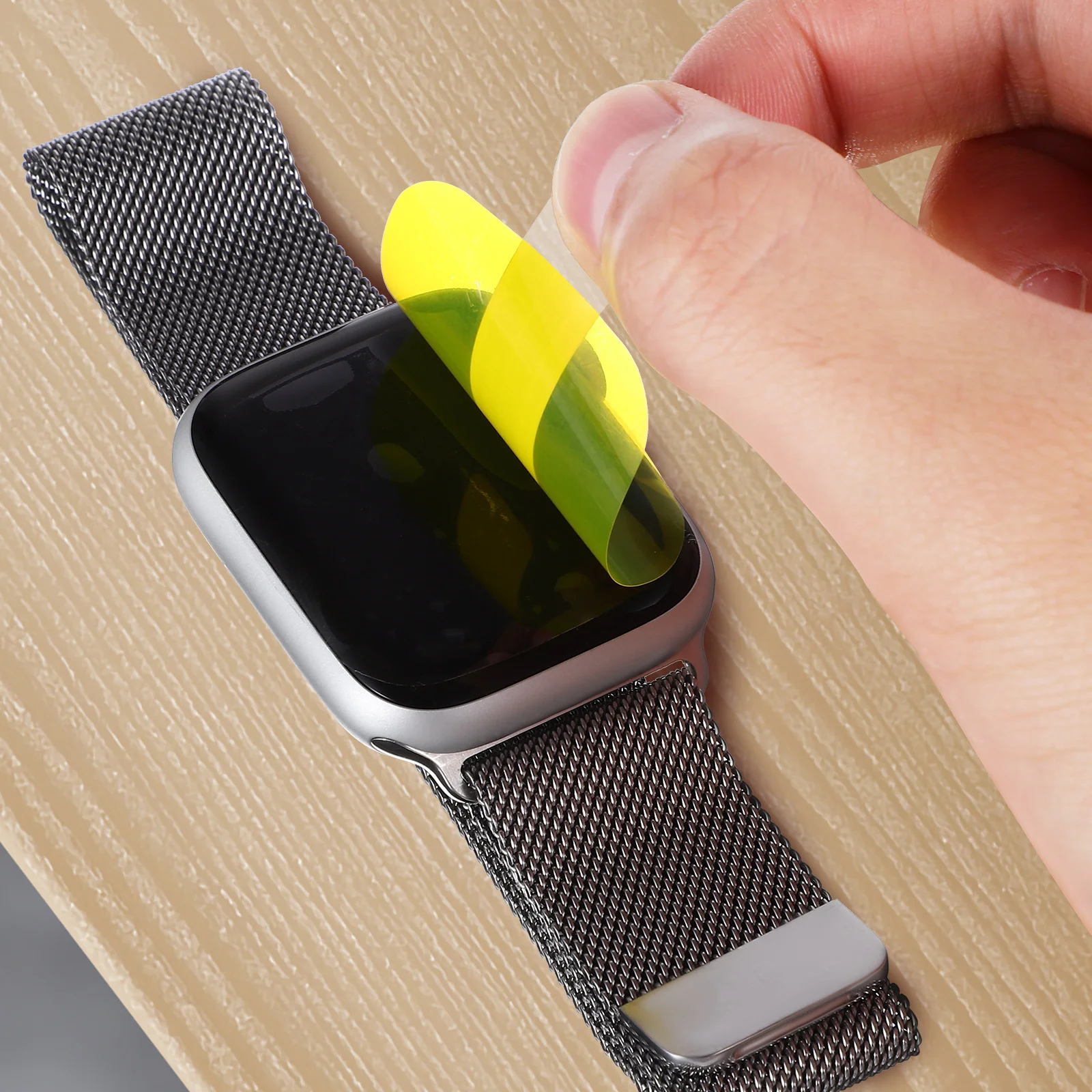 قطعتان من واقي شاشة الساعة الشفاف من مادة البولي يوريثان، تغطية كاملة لـ 3 قطع مضادة للخدش وسهلة التركيب