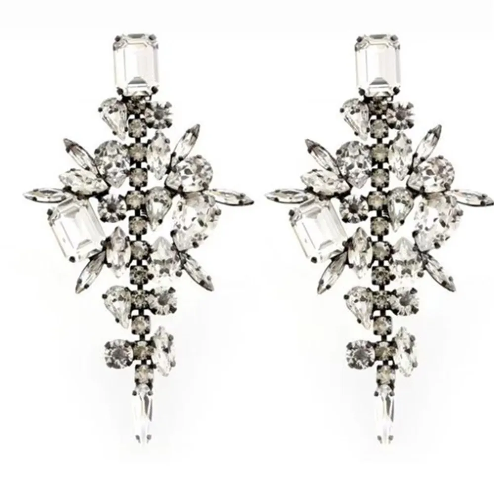 Gorgeous Rhinestone Chandelier Wedding Large Drop Dangle Earrings for Women Clear Crystal Dynasty Bridal Earrings Party Jewelry