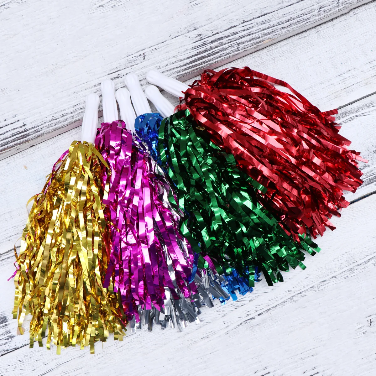 

12pcs Vibrant Plastic Cheer Poms Lightweight Durable Straight Handle For Sports Events School Competitions Cheerleading Team