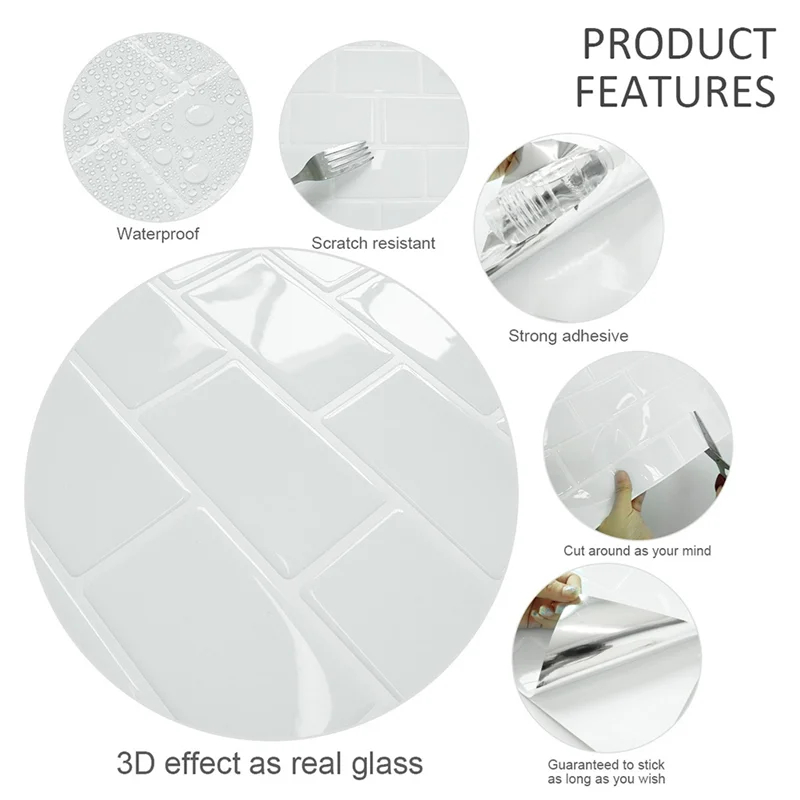 【Flash-Deal!】Enhanced Backing Adhesion 3D Texture Tile Sticker Backsplash Wallpaper For Kitchen Bathroom Laundry Room Thicker De