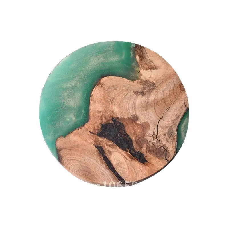 

Small Wooden Tea Cup Holder Plate Heat Insulation Mat Acacia Solid Wood Resin Coffee Coaster for Tea Ceremony European Style