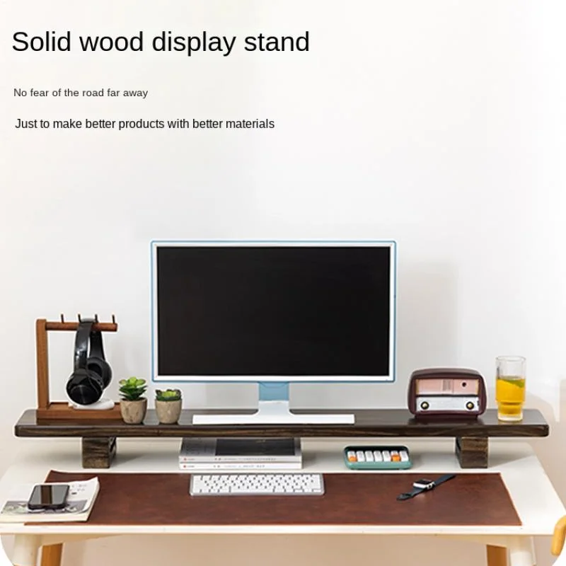 Desktop Display Verhoogde Rek Massief Hout Opslag Rack Kantoor Desktop Computer Scherm Basisbeugel Opbergrek