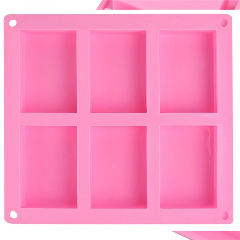 

B23B 20 упаковок силиконовых форм для мыла — 6-полая прямоугольная форма для мыла «сделай сам» для торта, кексов, кексов, кофейного торта, пудинга и мыла