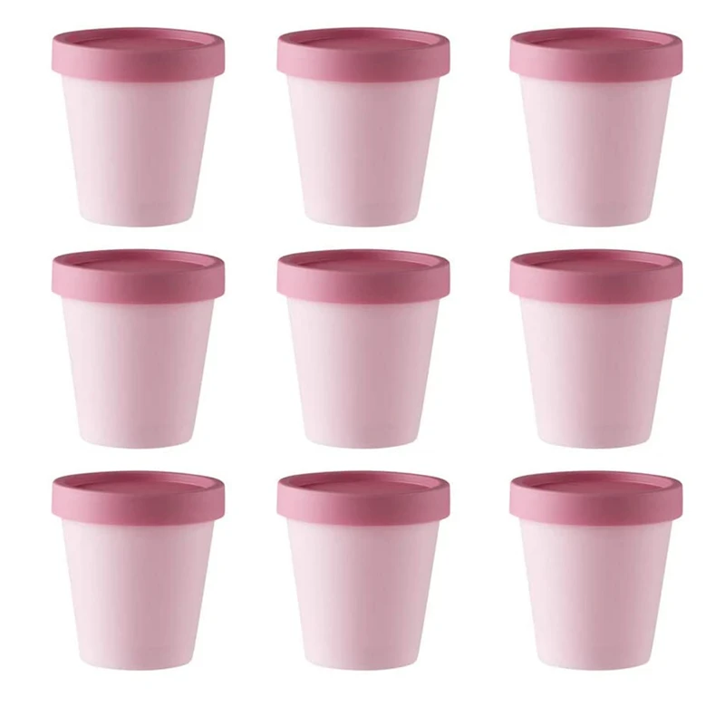 9pcs 6.8oz/200ml Empty Mixing Bowls Leakproof Plastic Containers Spa Facial Mask Bowls Cosmetic Jar Pink for Cream Packaging