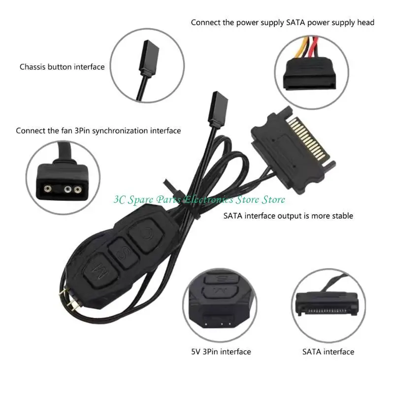 SZ 5V 3PIN ARGB Controller  Power Supply Light Strips Controller Cable