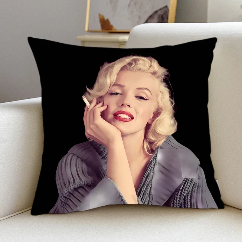 Pillow Cover M-Marilyn M-Monroe room bedroomo office coffee shop car Dakimakura Throw Pillows iving room Pillowcase star girl