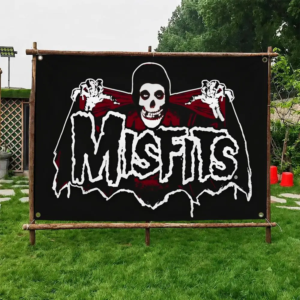Heavy Rock Band M-Misfits Flags Custom Wall Hanging Background Art Banner For Bedroom Home Living Room Outdoor Decor