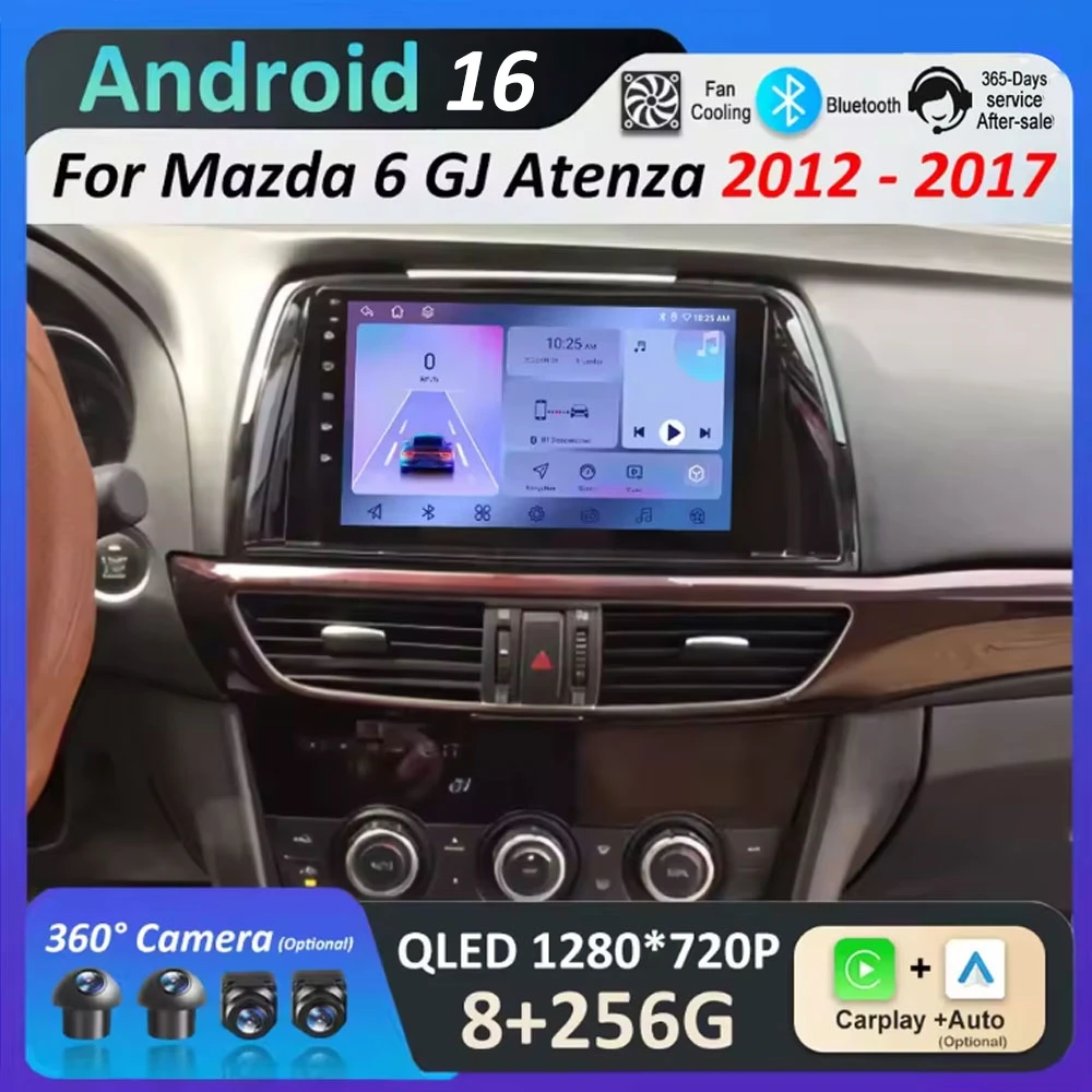 

Автомобильный мультимедийный видео-радиоплеер для Mazda 6 GJ Atenza 2012 2013 2014 2015 2016 2017, DSP стерео авторадио IPS QLED сенсорный экран