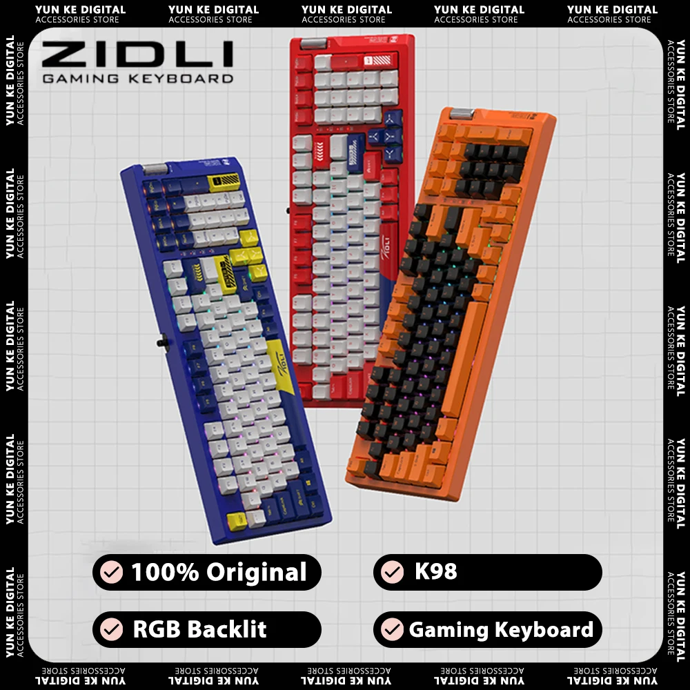 

ZIDLI K98 Mechanical Keyboard RGB Backlit Gaming Keyboard 98Key Hot Swap PBT Ergonomics PC Gamer Accessories Win Office Mac Gift