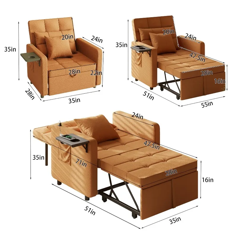 dual-purpose small apartment living room balcony multi-functional sofa single sitting and lying