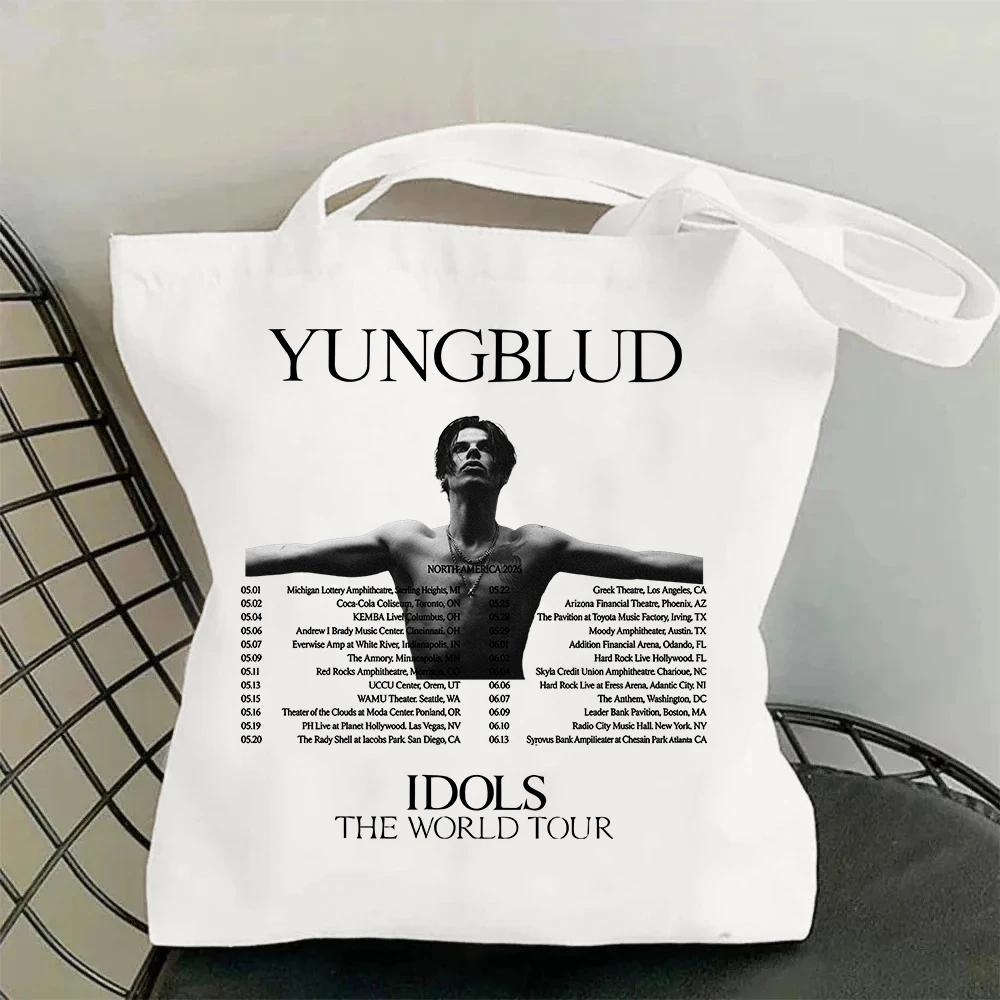 Yungblud Idols the World Tour 2026 Canvas Bag Shopping Tote Bag Casual Shopper Bag for Fans Gift