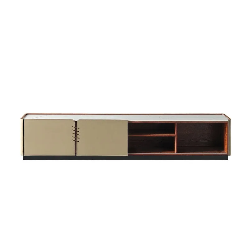 Modern simple saddle skin rock panel TV cabinet, designer new living room home floor cabinet