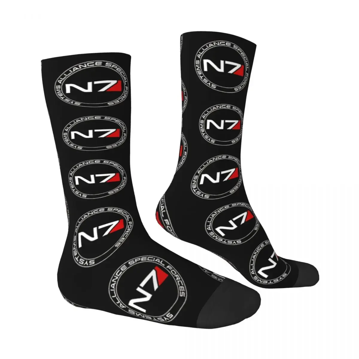 Hip Hop Retro N7 Circle Crazy Men's Socks Mass Effect Game Unisex Harajuku Seamless Printed Novelty Happy Crew Sock Boys Gift