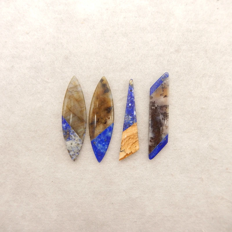 4PCS Mixed Gemstone Arrowhead Pendant Set Lapis Lazuli Labradorite Picture Jasper Multi-Stone Jewelry Components for Crafting