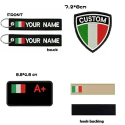 Custom italy army tactical name tag patch sangue personalizzato A + B + O +